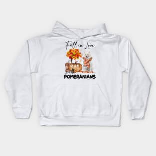 Fall In Love With Pomeranians Fall Pumpkin Thanksgiving Kids Hoodie